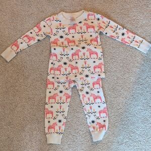 Hanna Andersson Pink and White Animal Print Kids One Piece